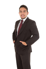 handsome latin man wearing a red tie