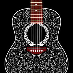 Fototapeta premium grungy background with black acoustic guitar