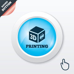 3D Print sign icon. 3d cube Printing symbol.