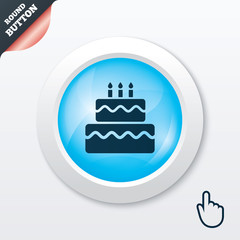 Birthday cake sign icon. Burning candles symbol