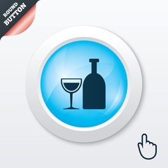 Alcohol sign. Drink symbol. Bottle with glass