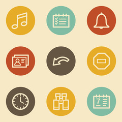 Organizer web icons , retro circle buttons