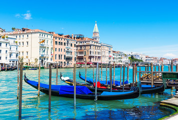 Fototapeta na wymiar Grand Canal with gondolas in Venice. Italy