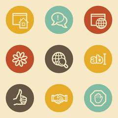 Internet web icon set 1, retro circle buttons