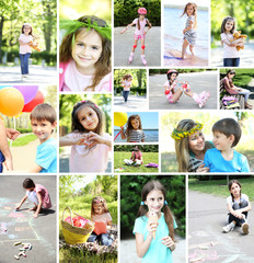 Collage of photo with children playing outside