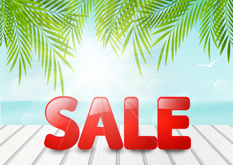 Summer background with sale message