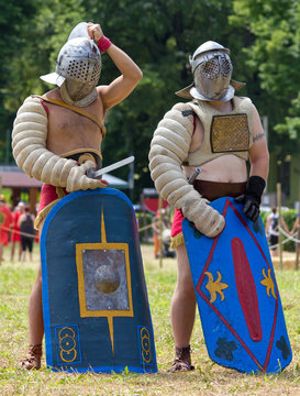 Two Helmeted Gladiators