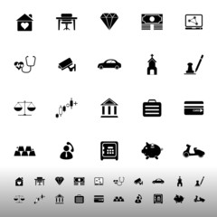 Insurance related icons on white background