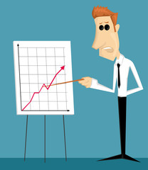 Cartoon office worker making a presentation