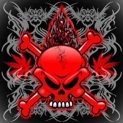 Fire Skull Tribal Tattoos