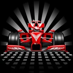 Photo sur Aluminium Dessiner Voiture de course rouge Formule 1