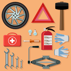 Fototapeta na wymiar Car kit. for repair and service