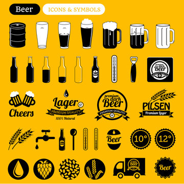 beer icons & design elements, vintage labels, signs
