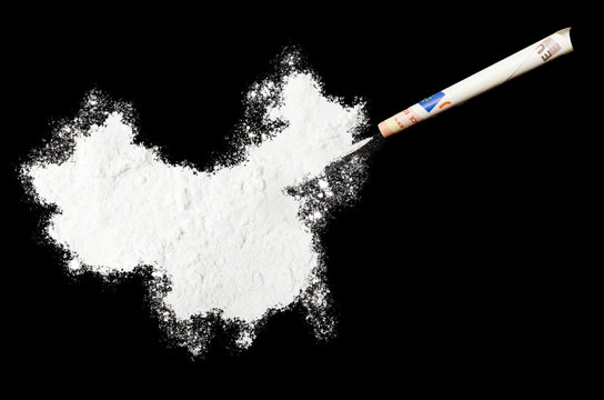 Powder drug like cocaine in the shape of China.(series)