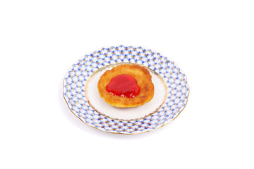 Thick pancake with the currant jam