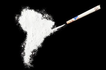Powder drug like cocaine in the shape of America.(series)