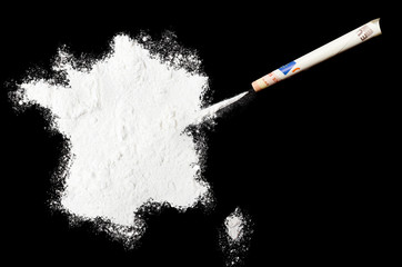 Powder drug like cocaine in the shape of France.(series)