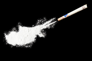 Powder drug like cocaine in the shape of Cyprus.(series)