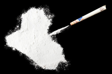 Powder drug like cocaine in the shape of Iraq.(series)