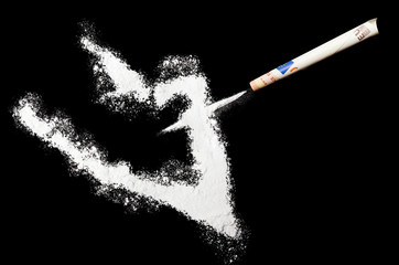 Powder drug like cocaine in the shape of Wake Island.(series)