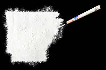 Powder drug like cocaine in the shape of Arkansas.(series)