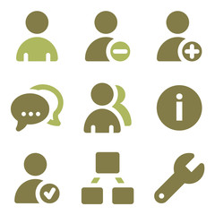 Users web icons, olive mix set