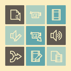Audio video edit web icons, buttons set