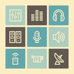 Media web icons, buttons set