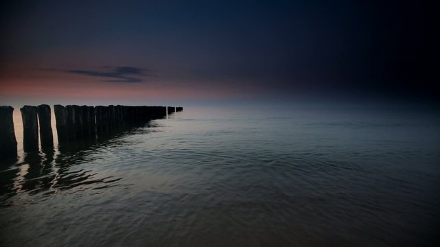 Foggy dusk over Baltic sea
