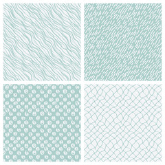 simple hand-drawn seamless patterns set