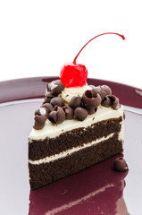 Black forest cake isolated on white background