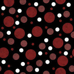 Burgundy, White and Black Polka Dot Fabric Background