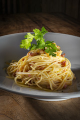 Plate spaghetti carbonara