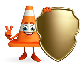 Construction Cone Character with shield