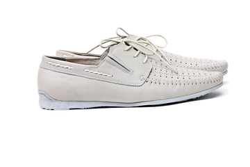 Summer men's shoes grey on white background