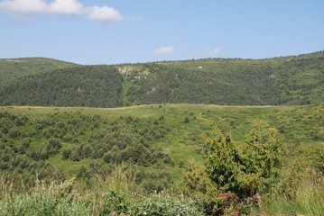 Green mountain slope