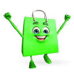 Shopping bag character with happy pose