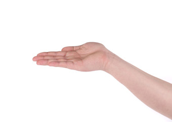 Male hand holding something.