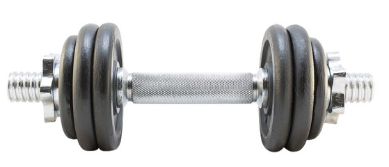 One dumbbell on isolated background