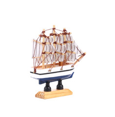 Obraz na płótnie Canvas Boat model. Small wooden ship.
