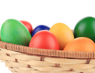 Easter eggs in a basket.