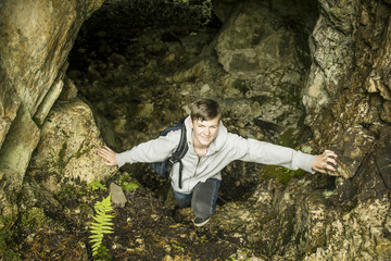 Teenager in cave