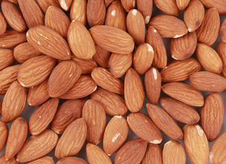 Almonds nuts close up. Macro.