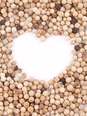 Heart in white pepper.