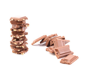 Chocolate and stack with nuts.
