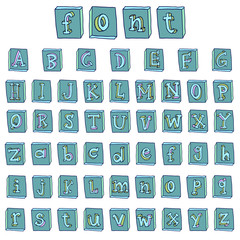 Font, Hand drawn illustration.
