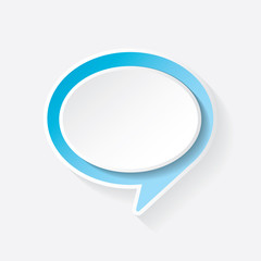 vector blue paper speech bubble on grey background