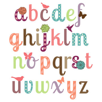 Girly Alphabet Vector Set