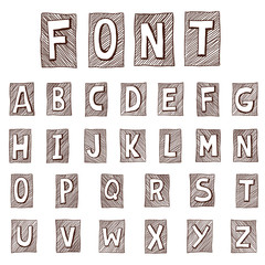 Font, Hand drawn illustration.