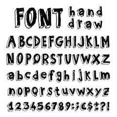 Font, Hand drawn illustration.